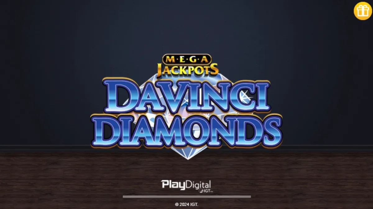 Interface do jogo de slot Mega Jackpot DaVinci Diamonds com elementos renascentistas e diamantes
