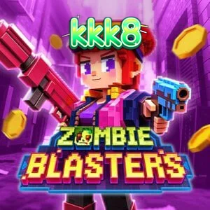 Interface do jogo de slot Zombie Blasters com temática de arcade retrô